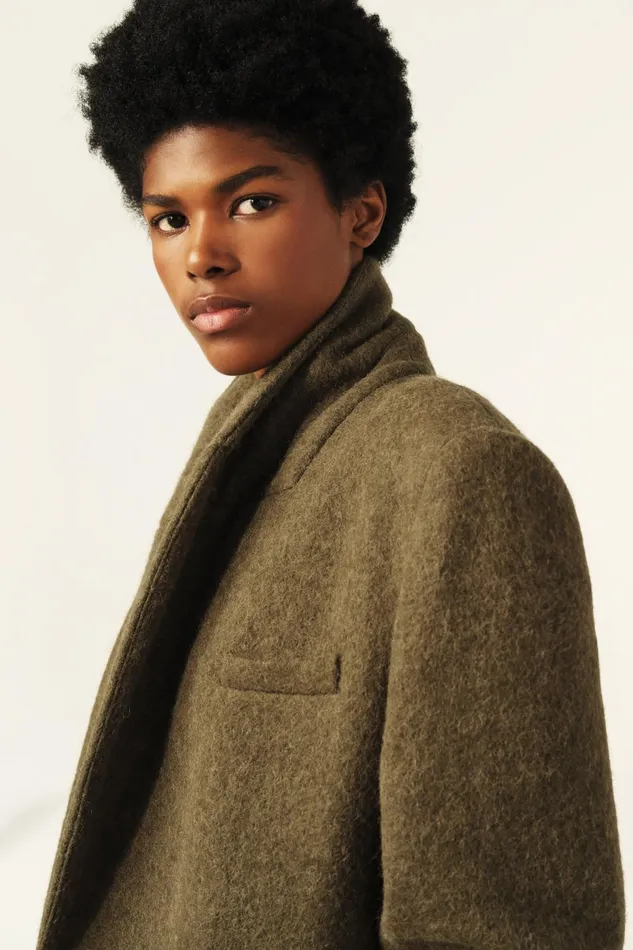 Long Coat Koala Green Women Baandsh Jackets and Coats