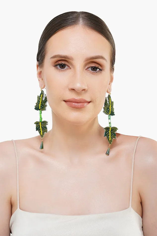 Long Leafy Earrings Women Small Accessories America and Beyond
