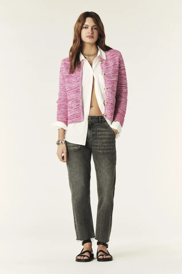 LongSleeve Cardigan Guspa Pink Women Baandsh Sweaters and Cardigans