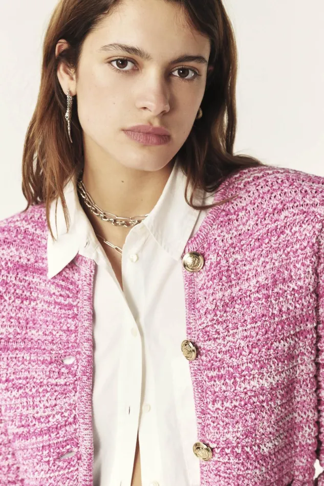 LongSleeve Cardigan Guspa Pink Women Baandsh Sweaters and Cardigans