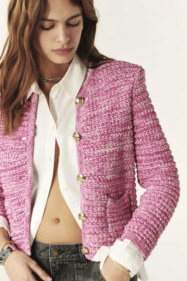 LongSleeve Cardigan Guspa Pink Women Baandsh Sweaters and Cardigans