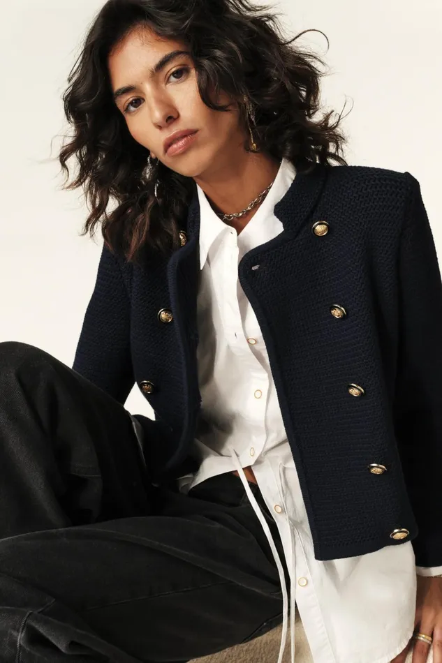 LongSleeve Cardigan Louman Blue Women Baandsh Sweaters and Cardigans