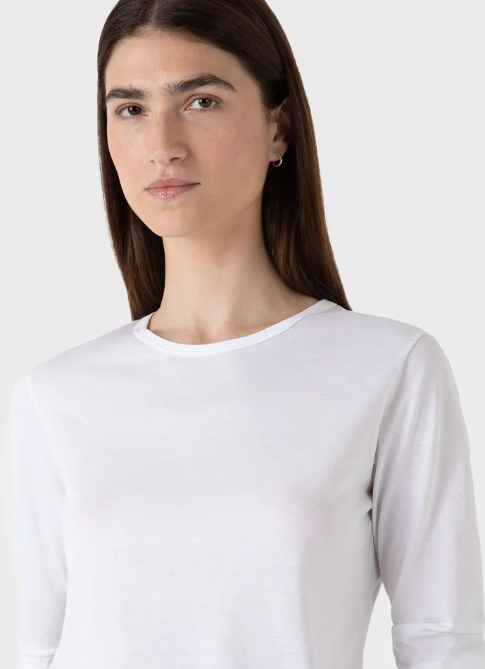Long Sleeve Classic Tshirt White Women Tshirts and Tops ussunspel Long Sleeve Classic Tshirt White Women Tshirts and Tops ussunspel