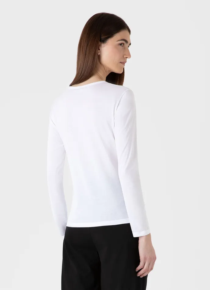 Long Sleeve Classic Tshirt White Women Tshirts and Tops ussunspel Long Sleeve Classic Tshirt White Women Tshirts and Tops ussunspel