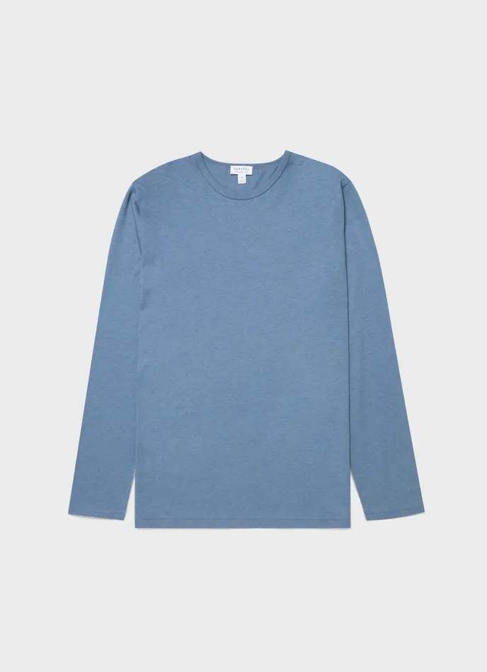 Long Sleeve Cotton Modal Lounge Tshirt Bluestone Men SUNSPEL Loungewear and Sleepwear Long Sleeve Cotton Modal Lounge Tshirt Bluestone Men SUNSPEL Loungewear and Sleepwear