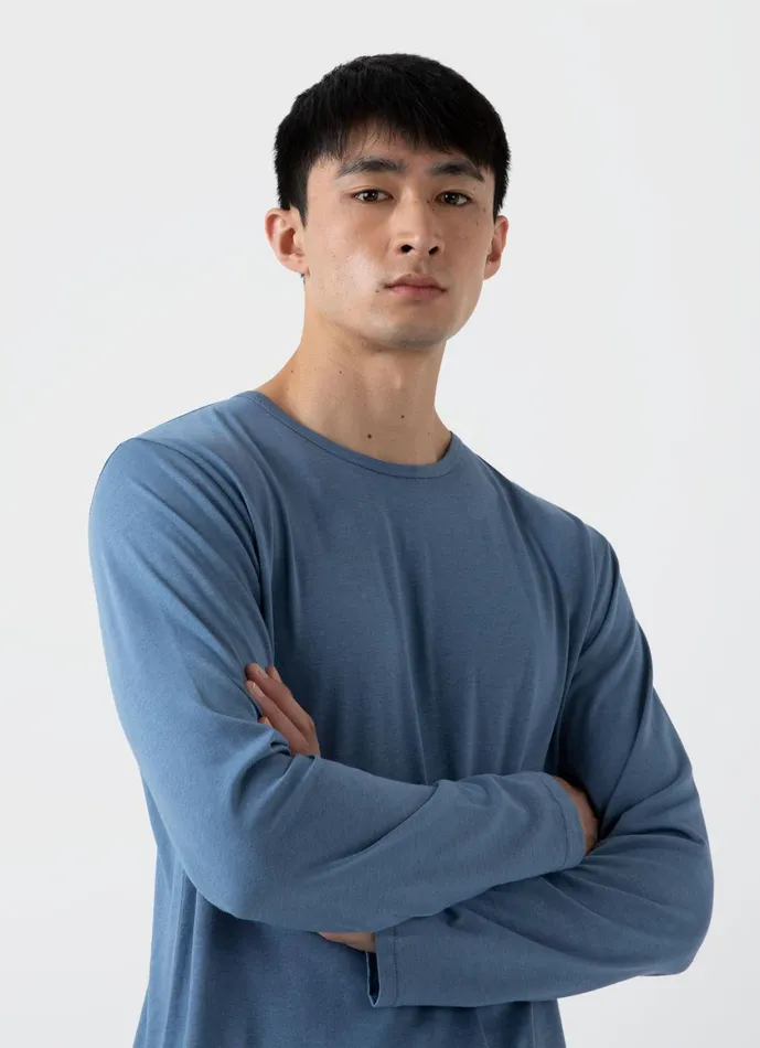 Long Sleeve Cotton Modal Lounge Tshirt Bluestone Men SUNSPEL Loungewear and Sleepwear