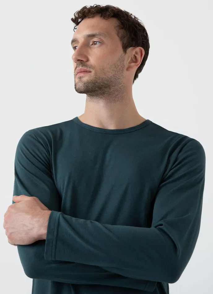 Long Sleeve Cotton Modal Lounge Tshirt Peacock Men SUNSPEL Loungewear and Sleepwear