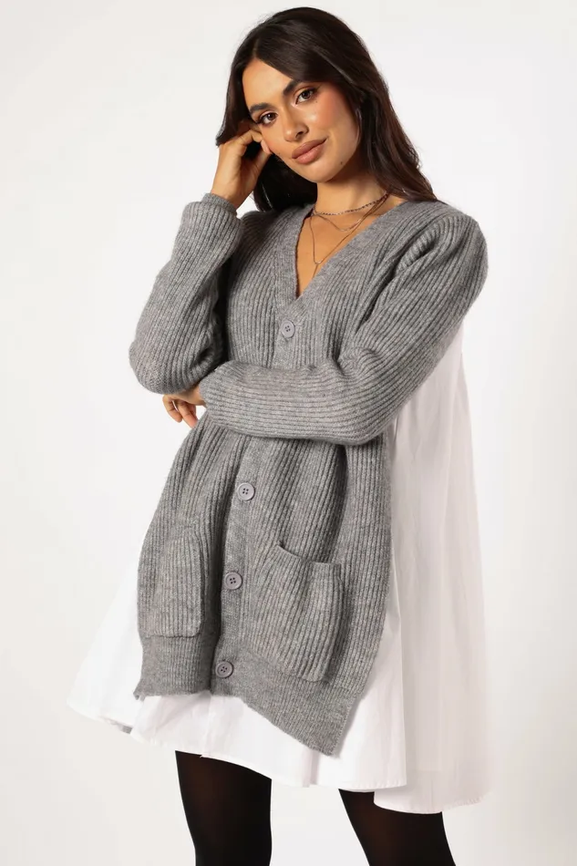 Long Sleeve Dresses Women Petal and Pup Lina Mini Dress Grey