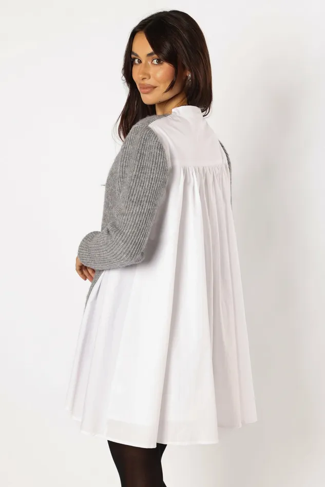 Long Sleeve Dresses Women Petal and Pup Lina Mini Dress Grey