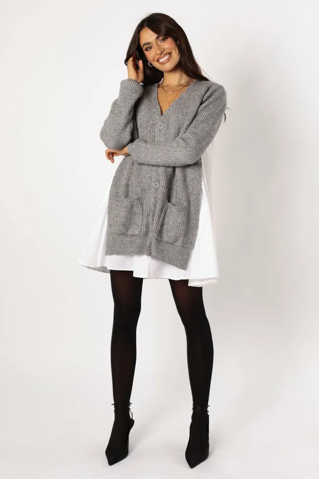 Long Sleeve Dresses Women Petal and Pup Lina Mini Dress Grey