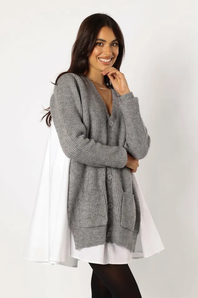 Long Sleeve Dresses Women Petal and Pup Lina Mini Dress Grey