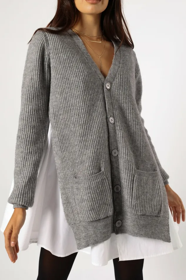 Long Sleeve Dresses Women Petal and Pup Lina Mini Dress Grey