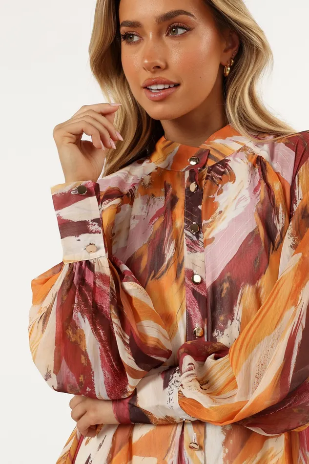 Long Sleeve Dresses Women Petal and Pup Quinn Long Sleeve Mini Dress Warm Multi