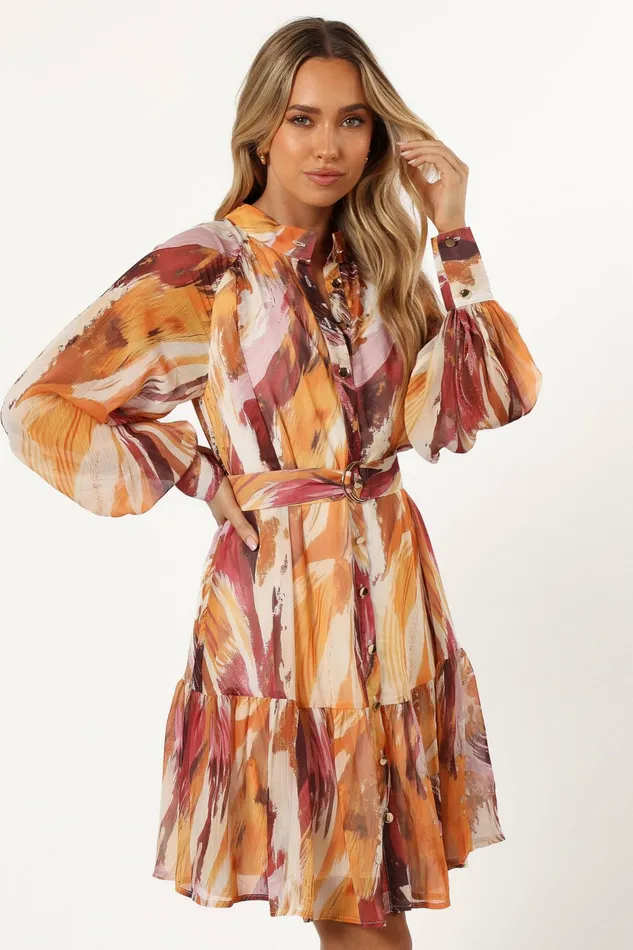 Long Sleeve Dresses Women Petal and Pup Quinn Long Sleeve Mini Dress Warm Multi
