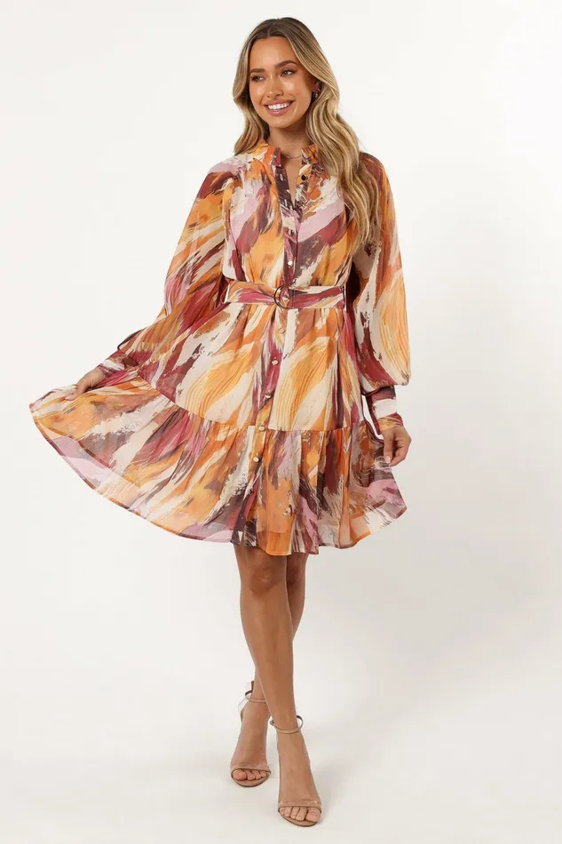 Long Sleeve Dresses Women Petal and Pup Quinn Long Sleeve Mini Dress Warm Multi