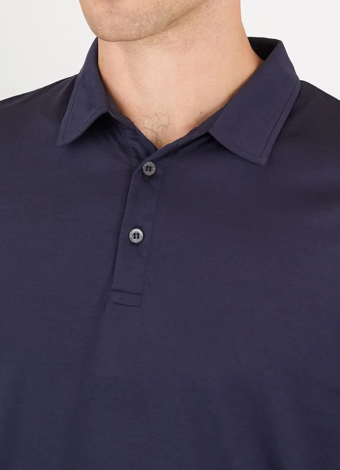 Long Sleeve Jersey Polo Shirt Navy Men SUNSPEL Polo Shirts