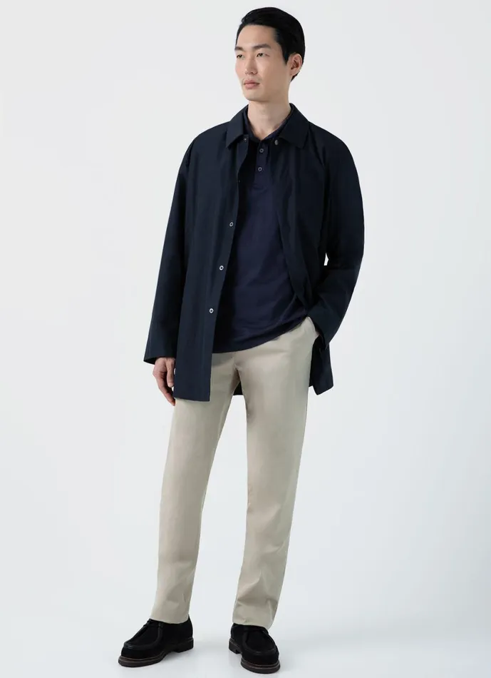 Long Sleeve Jersey Polo Shirt Navy Men SUNSPEL Polo Shirts