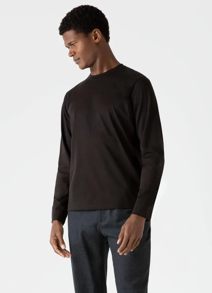 Long Sleeve Riviera Midweight Tshirt Coffee Men SUNSPEL Tshirts
