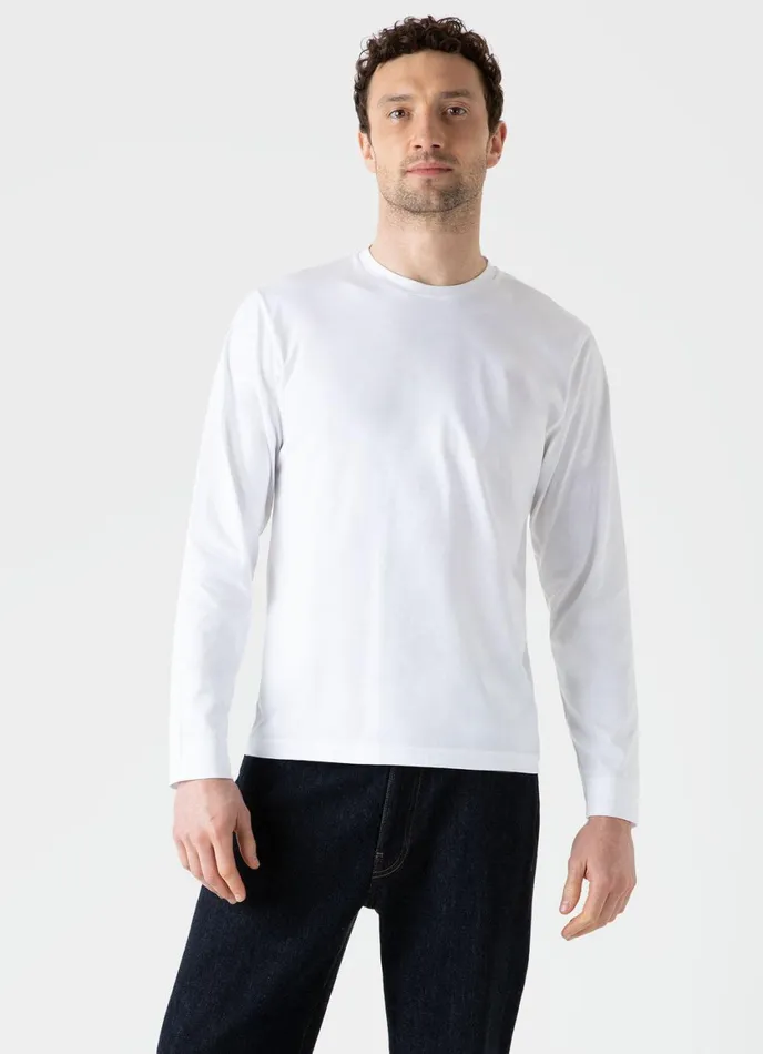 Long Sleeve Riviera Midweight Tshirt White Men SUNSPEL Tshirts