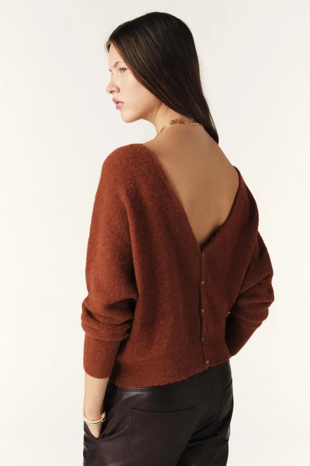 LongSleeve Sweater Elsa Brown Women Baandsh Sweaters and Cardigans