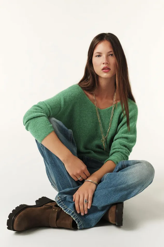 LongSleeve Sweater Elsa Brown Women Baandsh Sweaters and Cardigans