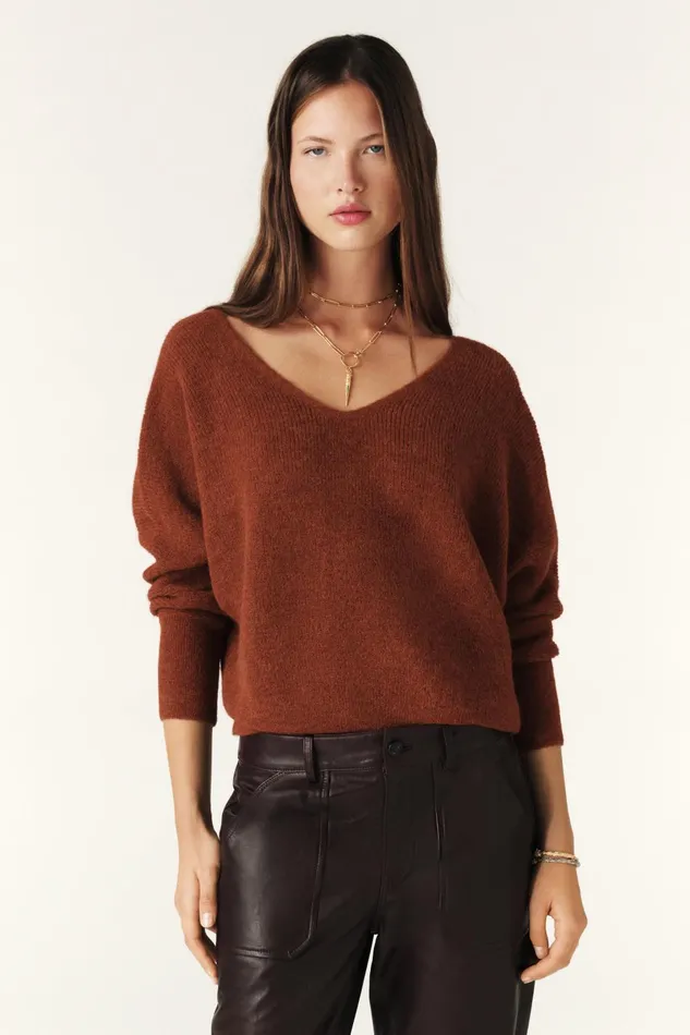 LongSleeve Sweater Elsa Brown Women Baandsh Sweaters and Cardigans