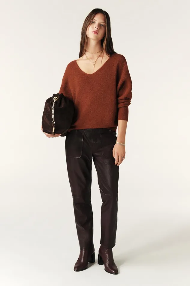 LongSleeve Sweater Elsa Brown Women Baandsh Sweaters and Cardigans