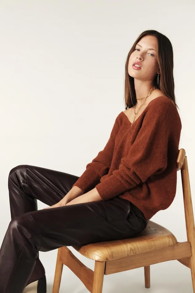 LongSleeve Sweater Elsa Brown Women Baandsh Sweaters and Cardigans