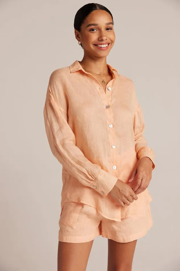 Long Sleeve Women Bella Dahl Boyfriend Button Down 8211 Peach Parker