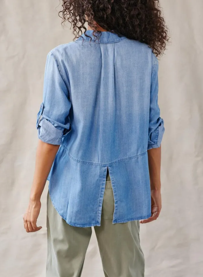 Long Sleeve Women Bella Dahl Split Back Button Down 8211 Medium Ombre Wash Long Sleeve Women Bella Dahl Split Back Button Down 8211 Medium Ombre Wash