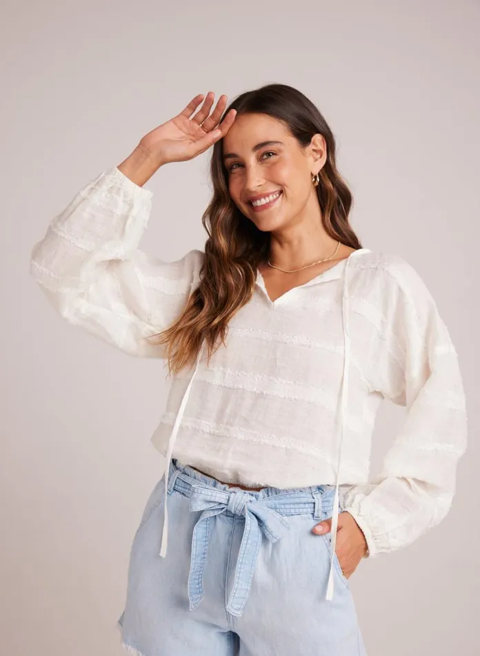 Long Sleeve Women Bella Dahl Tie Up Pullover Top 8211 White