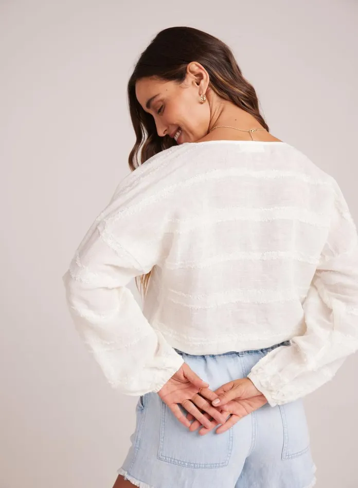 Long Sleeve Women Bella Dahl Tie Up Pullover Top 8211 White