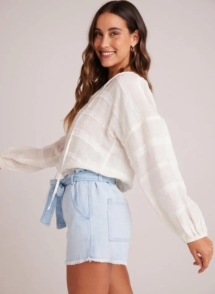 Long Sleeve Women Bella Dahl Tie Up Pullover Top 8211 White