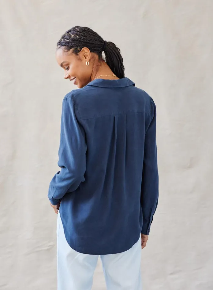 Long Sleeve Women Bella Dahl Two Pocket Classic Button Down 8211 Endless Sea Long Sleeve Women Bella Dahl Two Pocket Classic Button Down 8211 Endless Sea