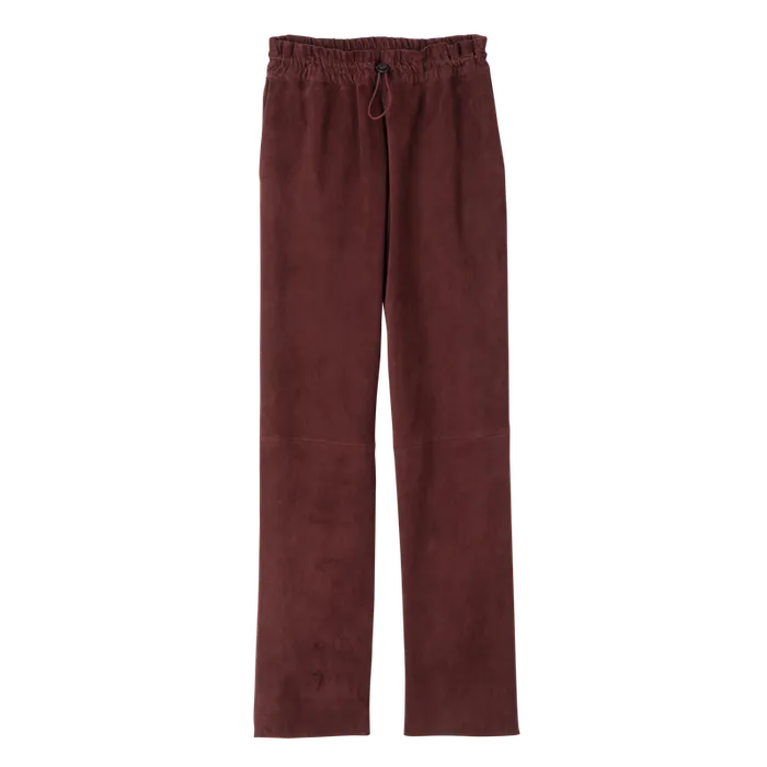 Longchamp Trousers and shorts Women Leather straight pants BurgundyBurgundyBurgundy