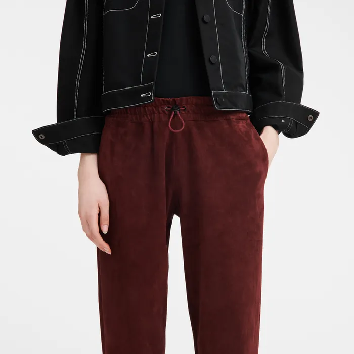 Longchamp Trousers and shorts Women Leather straight pants BurgundyBurgundyBurgundy Longchamp Trousers and shorts Women Leather straight pants BurgundyBurgundyBurgundy