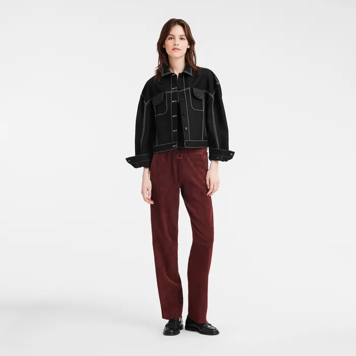Longchamp Trousers and shorts Women Leather straight pants BurgundyBurgundyBurgundy Longchamp Trousers and shorts Women Leather straight pants BurgundyBurgundyBurgundy