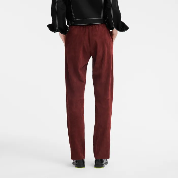 Longchamp Trousers and shorts Women Leather straight pants BurgundyBurgundyBurgundy Longchamp Trousers and shorts Women Leather straight pants BurgundyBurgundyBurgundy