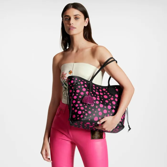 Louis Vuitton LV X YK Neverfull MM M46419 Noir Fuchsia 8211 Louis Vuitton Handbag Store Women Louis Vuitton Neverfull Bag