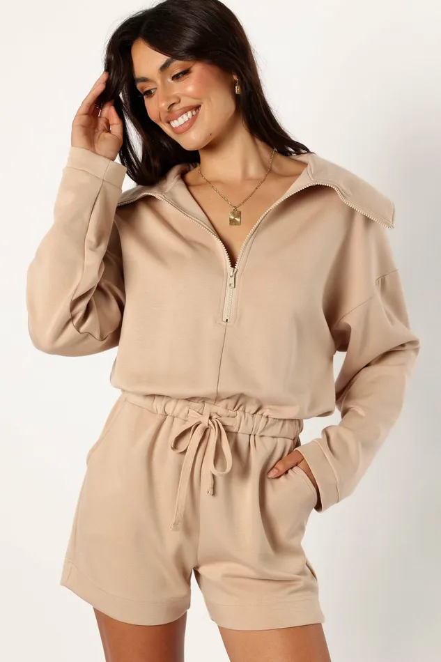 Loungewear Women Peri Sweater Romper Tan Petal and Pup