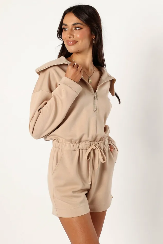Loungewear Women Peri Sweater Romper Tan Petal and Pup