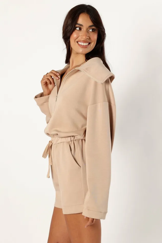 Loungewear Women Peri Sweater Romper Tan Petal and Pup