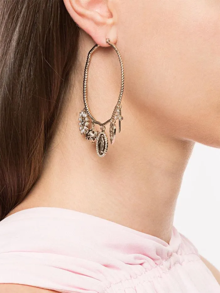 Marchesa Earrings Charm Hoop Earrings Gold 8211 Jewelry