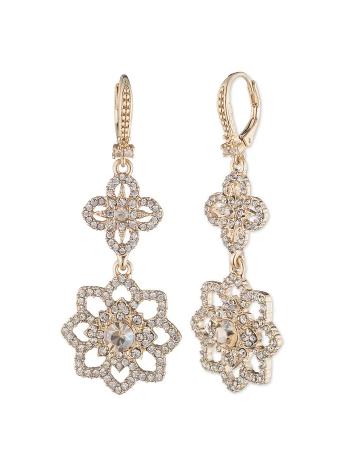 Marchesa Earrings Gold Lace Double Drop Earring Gold 8211 Jewelry