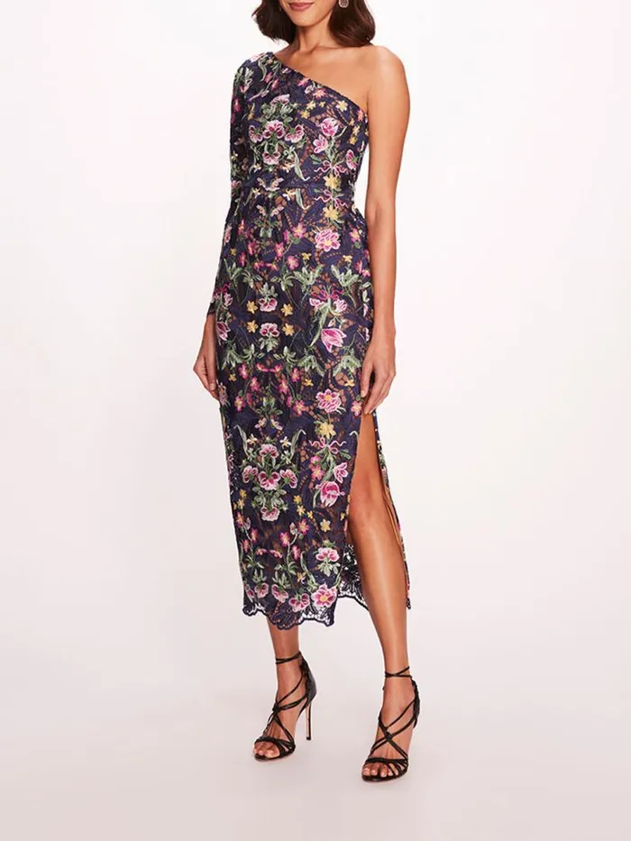Marchesa Marchesa Notte Alexis Midi Dress Navy 8211 Women