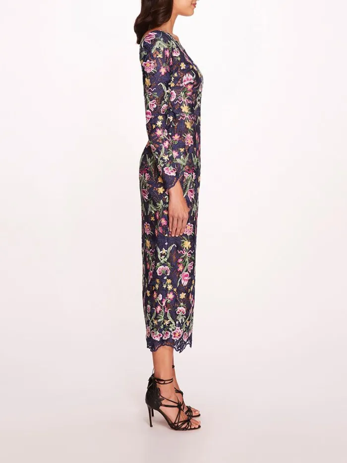 Marchesa Marchesa Notte Alexis Midi Dress Navy 8211 Women
