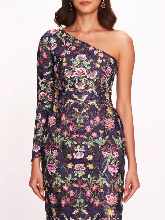 Marchesa Marchesa Notte Alexis Midi Dress Navy 8211 Women