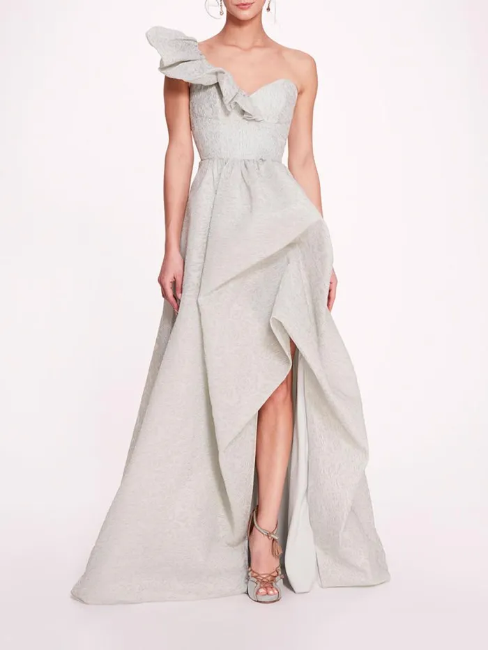 Marchesa Marchesa Notte Cloque Draped Gown Mint 8211 Women