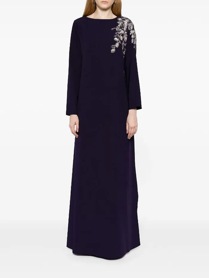 Marchesa Marchesa Notte Floral Embroidered Kaftan Navy 8211 Women
