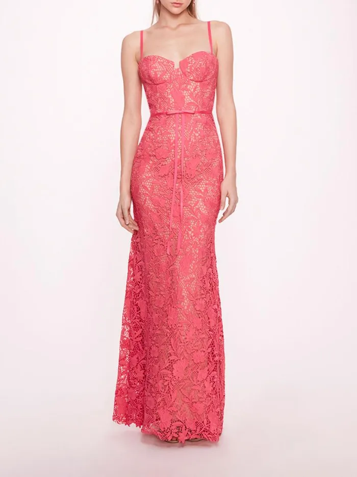 Marchesa Marchesa Notte Lace Mermaid Gown Bright Pink 8211 Women